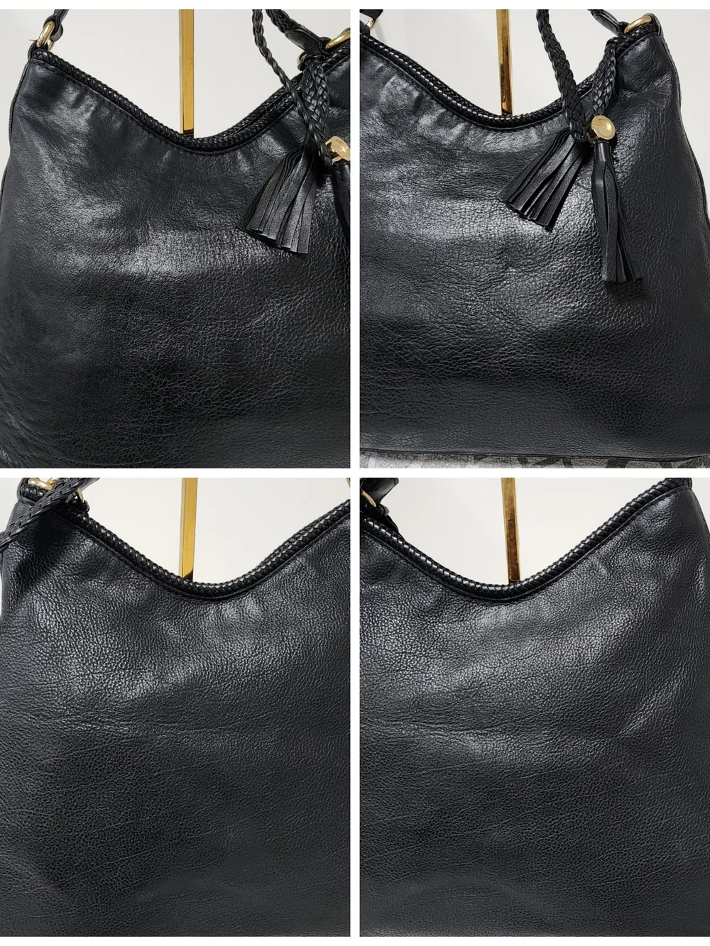 GUCCI Pebbled Calfskin Medium Marrakech Hobo Bag Black